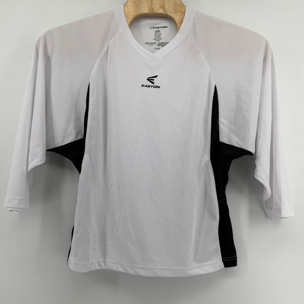 Easton Youth Hockey Jersey White‎ Black 3/4 Sleeve Mesh Size Y L/XL